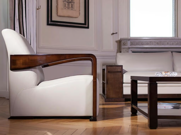 YING - Upholstered leather armchair with armrests by HUGUES CHEVALIER - view 3